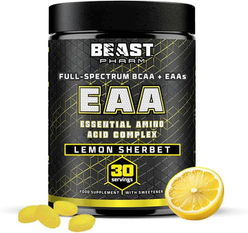 Beast Pharm Eaa Amino Acids, 30 Servings Enhanced Bcaa Powder | Lemon Sherbet