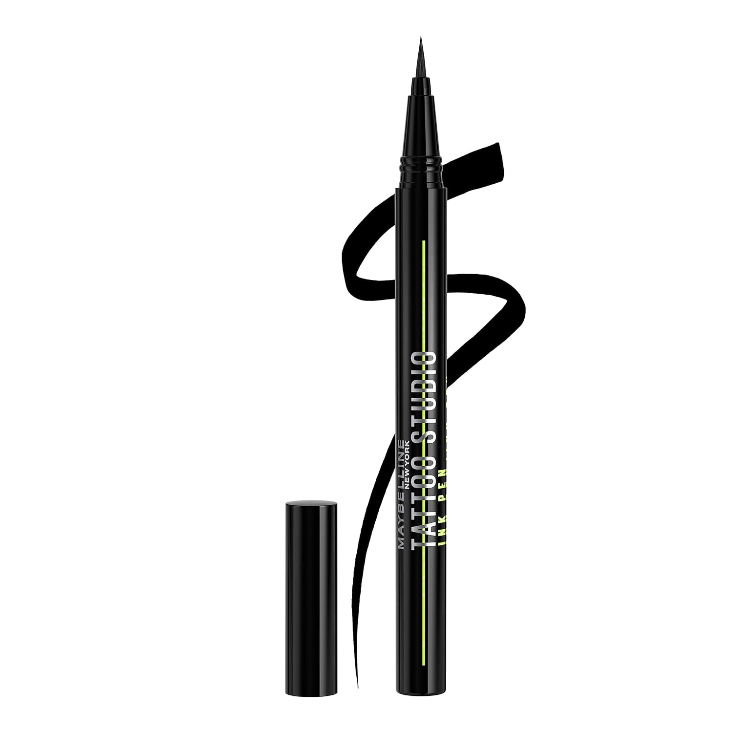 Maybelline Tattoo Studio Ink Pen Eyeliner, Waterproof & Smudge Resistant Liner, Up To 24 Hours Eye Makeup Wear, Jet Black, 1 Count