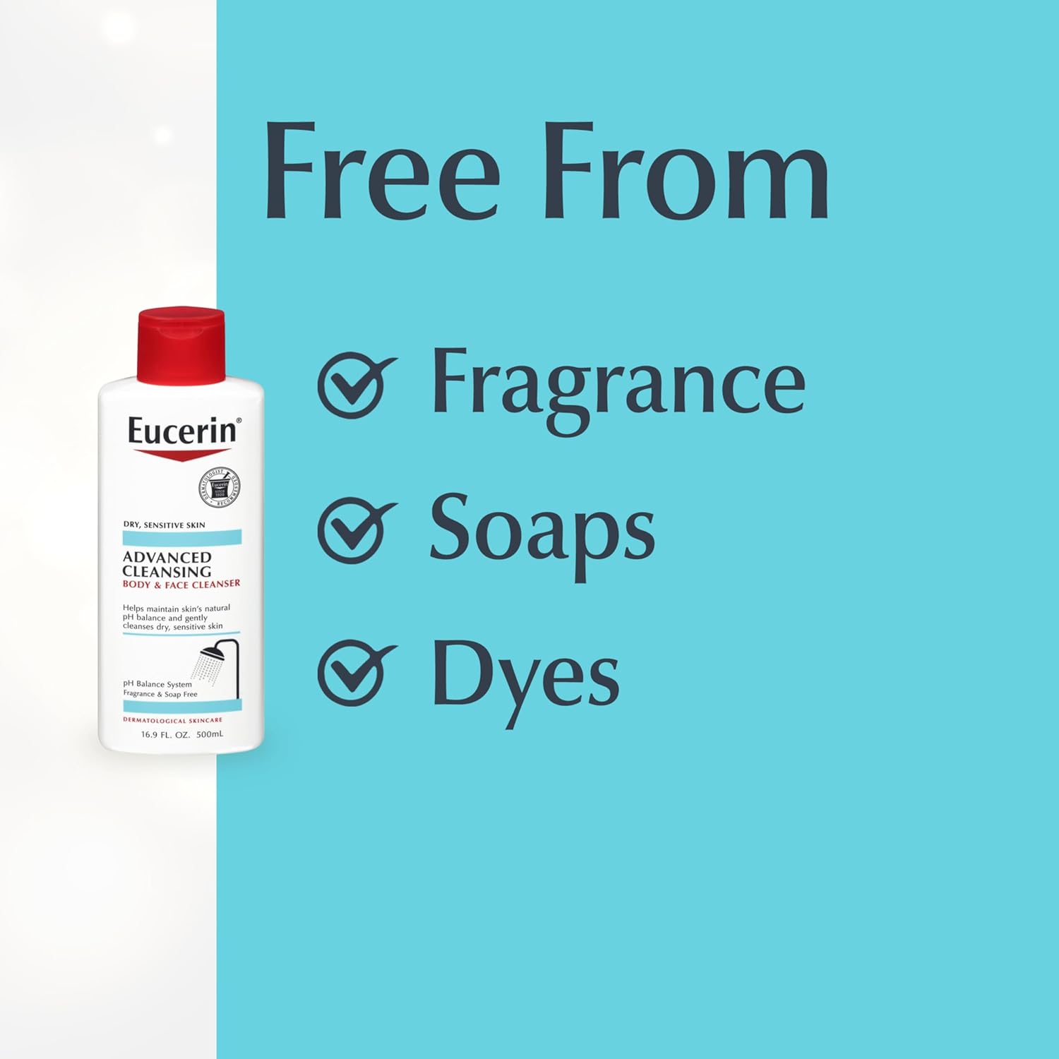 Eucerin Advanced Cleansing Body and Face Cleanser, PH-Balanced, Gentle Face and Body Wash for Normal to Dry, Sensitive Skin, Free of Soap, Fragrances, Dyes and Parabens, 16.9 Fl Oz Bottle : Elbow Braces : Beauty & Personal Care