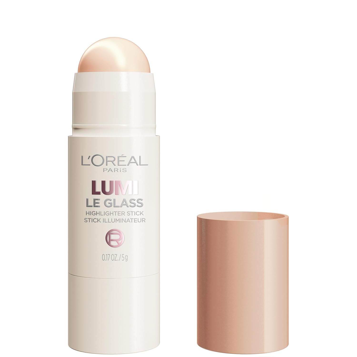 L'Oreal Paris True Match Lumi Le Glass Highlighter Stick, Reflective, Translucent, Glassy Highlighter For Face And Body, 610 Glassy Pearl Eclat, 0.17 Oz