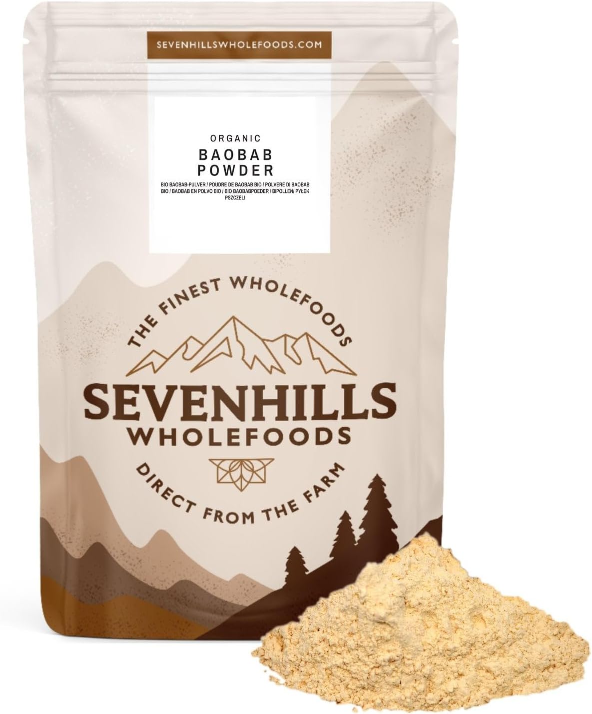Sevenhills Wholefoods Organic Raw Baobab Powder 500G, Wild-Harvested In Africa