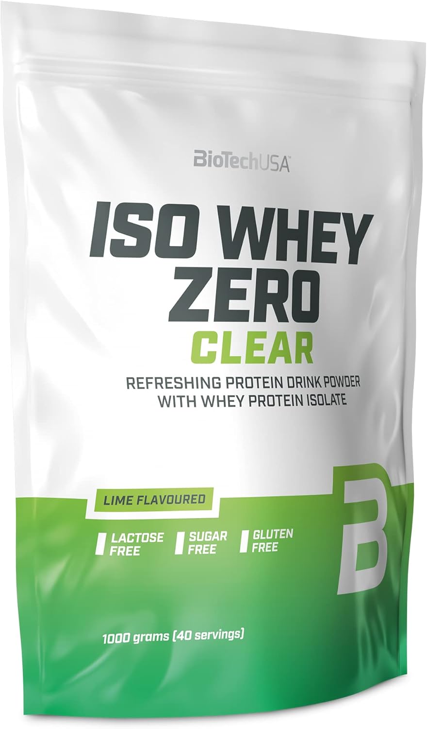 Biotechusa Iso Whey Zero Clear Drink Powder, Refreshing, Sugar-Free, Lactose-Free, Gluten-Free, 5 Fruity Flavors, 88 Kcal, 21G Protein, Bcaas, 1000 G, Lime