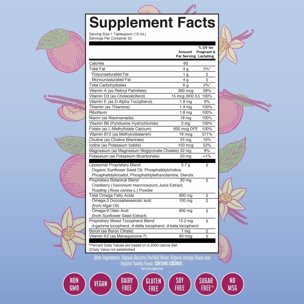 MaryRuth Organics Prenatal & Postnatal Multivitamin for Women | Sugar Free | Formulated for Pre-Conception, Pregnancy & Nursing | Prenatal Vitamins | Vegan | Non-GMO | Gluten Free | 30 Servings