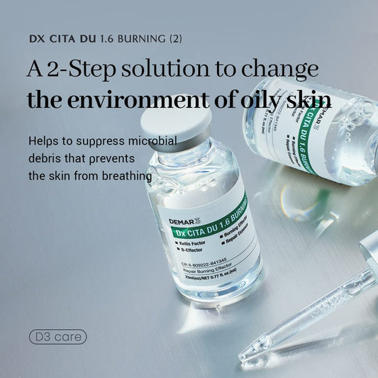 Demar3 Dx Cita Du 1.6 Burning 2Nd Serum, Brightening & Reduces Wrinkles For Oily And Troubled, Acne Skin, With Niacinamide, Hyaluronic Acid, 46Ml(23Ml X 2Pcs), 1.55 Fl Oz