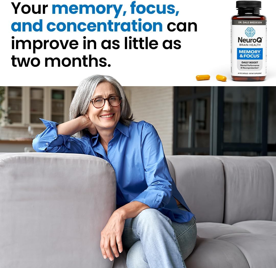 NeuroQ Memory & Focus - Boosts Cognitive Performance & Healthy Brain Function - Neuroprotective Formula by Dr. Dale Bredesen - Gotu Kola Ginkgo Phosphatidylserine Coffee Fruit & Propolis - 60 Capsules : Health & Household