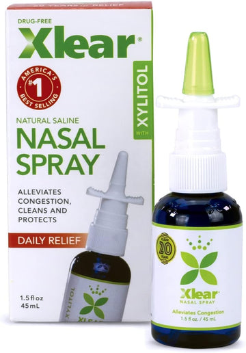 Xlear Nasal Spray, Natural Saline Nasal Spray with Xylitol, Nose Moisturizer for Kids and Adults, 1.5 fl oz (Pack of 10)