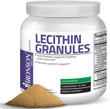 Bronson Lecithin Granules (Powder) 7500 MG, 1 Lbs (454 Grams, or 16 Ounces)