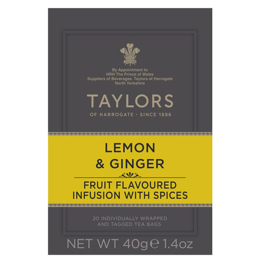 Taylors Of Harrogate Lemon & Ginger Herbal Tea, 20 Count