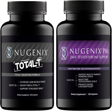 Nugenix Total-T Free And Total Testosterone Booster For Men Pm Zma Nighttime Support Bundle