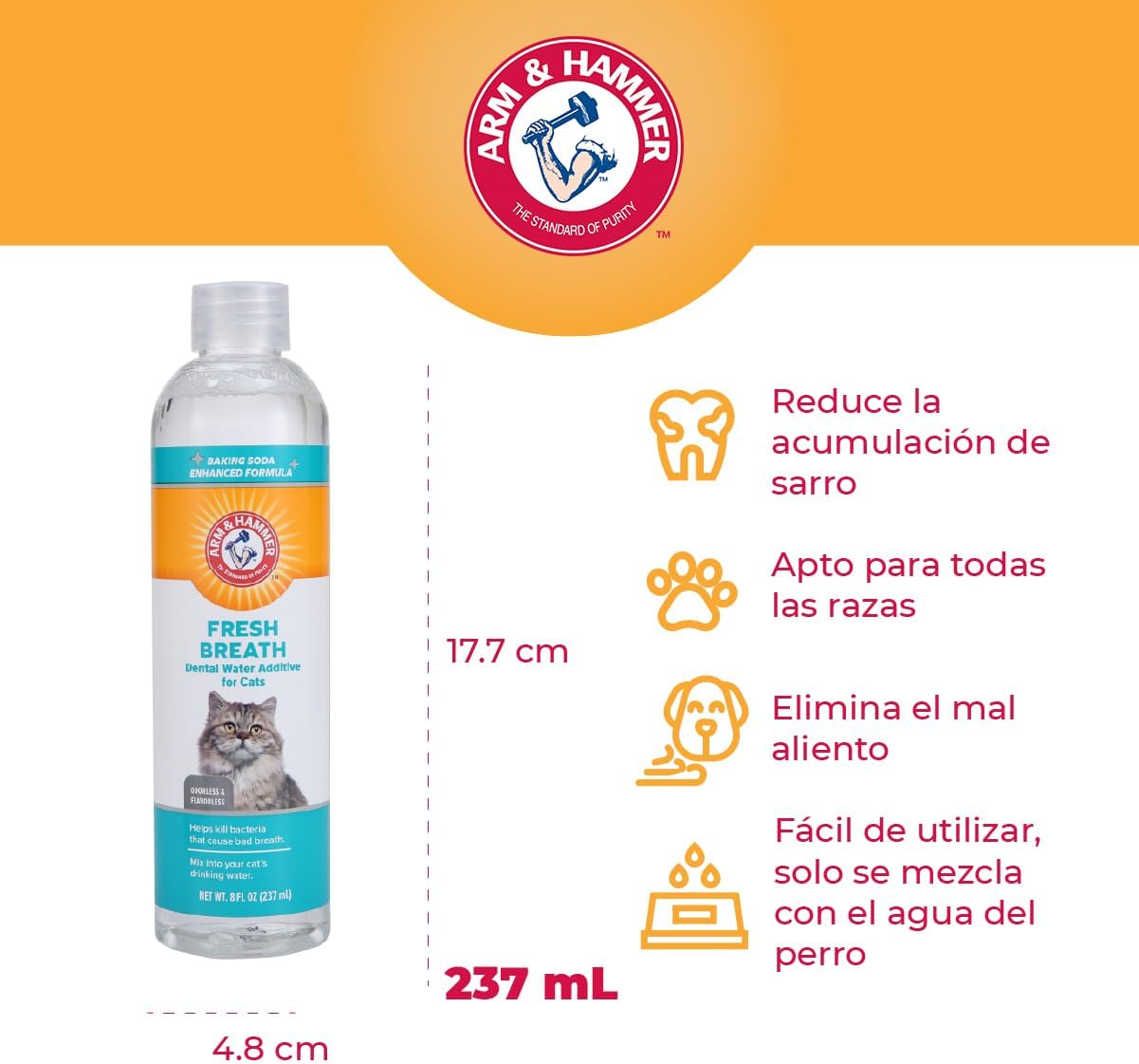 Arm & Hammer for Pets Advanced Care Dental Water Additive for Cats | Cat Teeth Cleaning Product for All Cats | Odorless and Flavorless Cat Dental Rinse, 8 Ounces : Pet Supplies