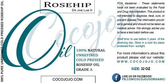 cocojojo Rosehip Oil for Face Cold Pressed Unrefined - 100% Pure Rose Hip Seed Oil 32 oz for Skin, Hair, Massage, Facial - Moisturizing, Soothing, Hydrating, & Nourishing