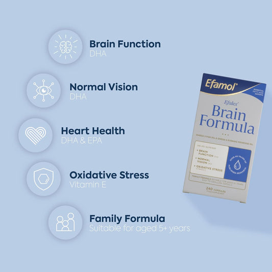 Efamol Efalex Brain Formula | 240 Omega 3 Fish Oil Capsules | Fish Oil Omega 3 Brain Supplement | Evening Primrose Oil Capsules | Help Support Brain Function, Normal Vision & Oxidative Stress