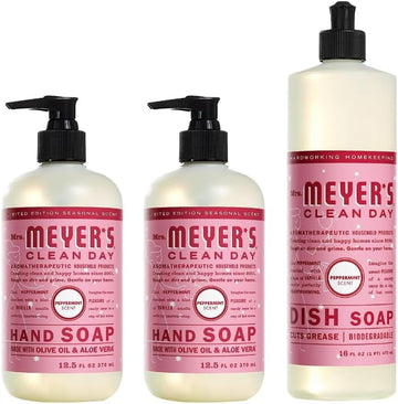 MRS. MEYER'S CLEAN DAY Variety, 2 Mrs. Meyer's Liquid Hand Soap 12.5 OZ, 1 Mrs. Meyer's Liquid Dish Soap, 16 FL OZ, 1 CT (Peppermint)