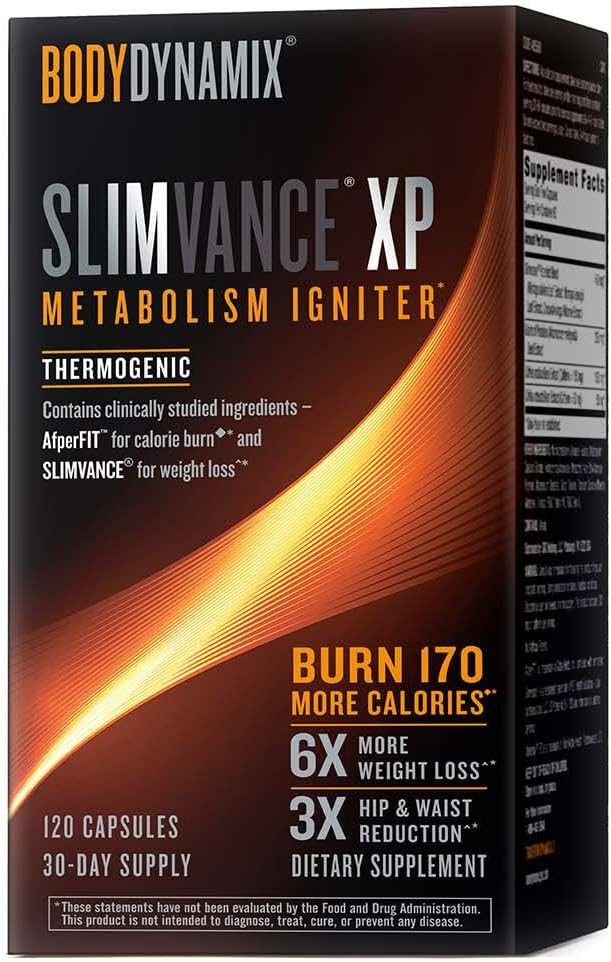 Slimvance Xp Thermogenic Supplements | Supports Weight Loss And Fat Burning Goals | Energy And Mebolism Boost Formula | 120 Capsules