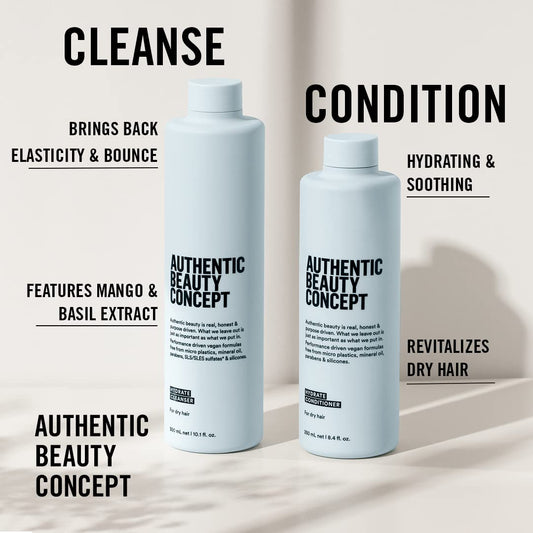 Authentic Beauty Concept Hydrate Cleanser | Shampoo | Normal To Dry Or Curly Hair | Adds Moisture & Shine | Vegan & Cruelty-Free | Sulfate-Free