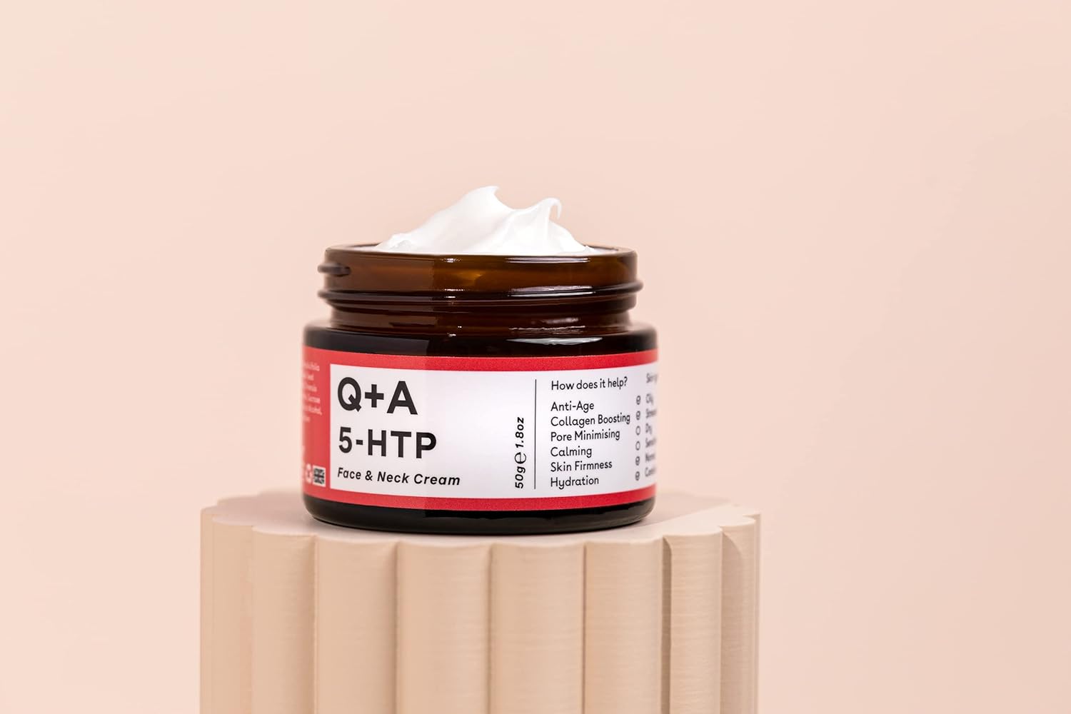 Q+A 5-HTP Face and Neck Cream. A moisturiser for improving skin elasticity and collagen production. 50g/1.8oz : Amazon.co.uk: Beauty