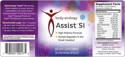 Body Ecology Assist Si | Small Intestine Digestion Enzymes | Non-Gmo Immune Support | 90 Vegetarian Count