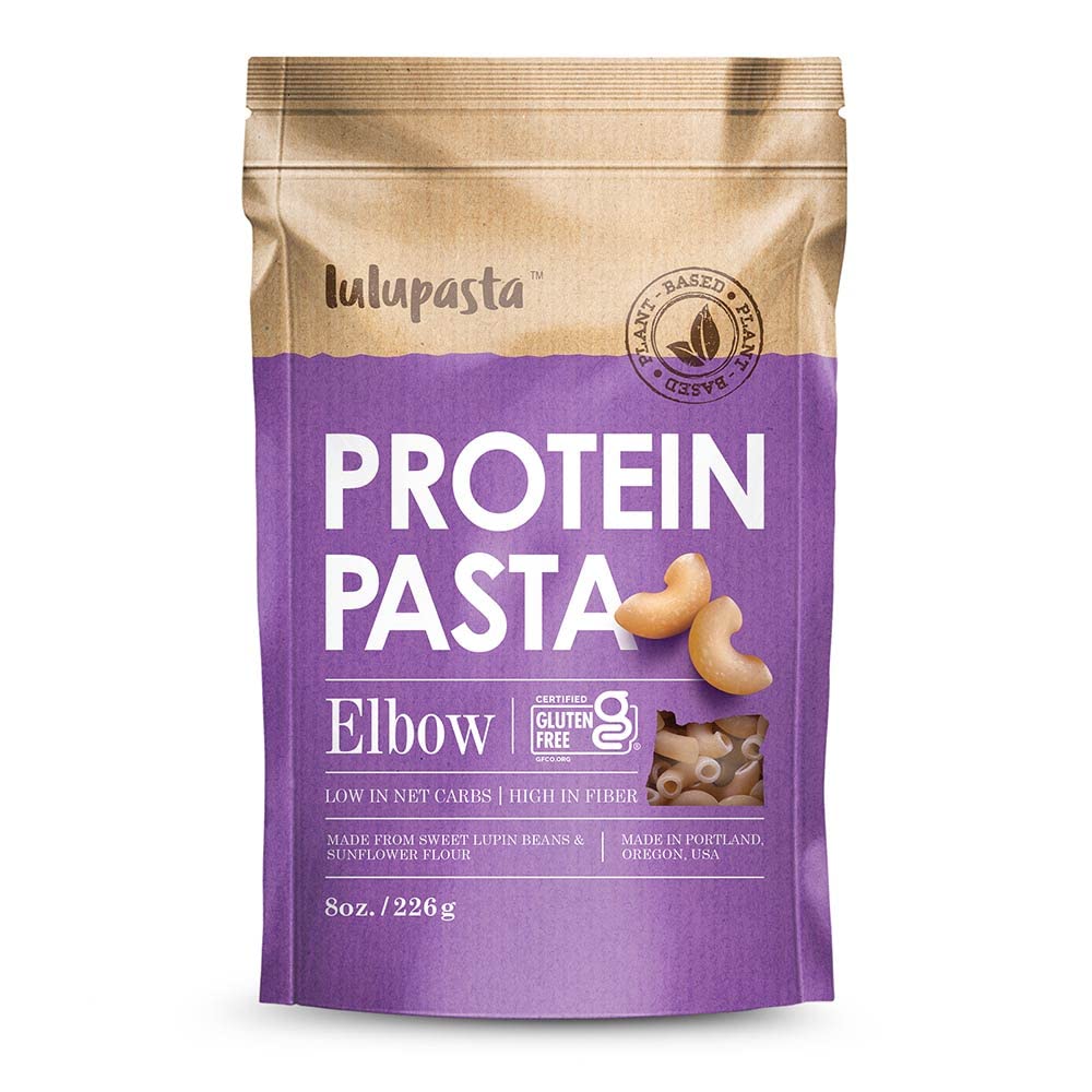 High Protein Pasta, 19G, Made With Lupin Flour & Sunflower Flour, 4G Net Carb, Gluten Free, Keto Pasta, Low Carb Pasta, Lupin Pasta By Lulupasta (Elbow, 1 Pack)