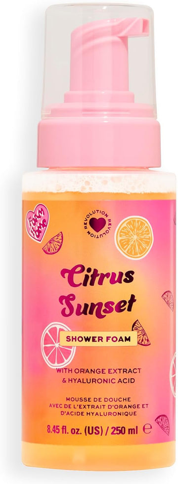 I Heart Revolution Citrus Sunset Shower Foam, Body Wash Infused With Hyaluronic Acid, Orange & Lemon Extract, Vegan & Cruelty-Free, 250Ml
