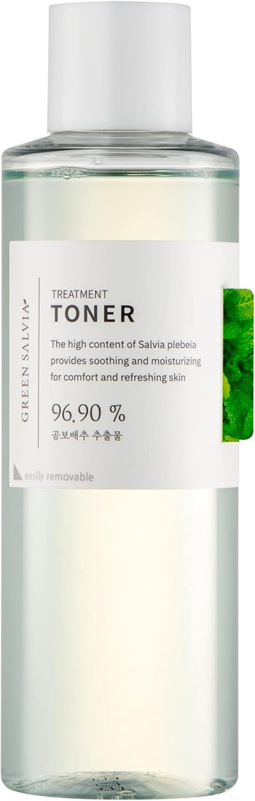 Green Salvia Treatment Toner - Farm-To-Face Beauty Vegan Korean Skincare Hydrating Soothing Refreshing Toner For All Skin Types Irritated Skin And Redness Relief (150Ml)