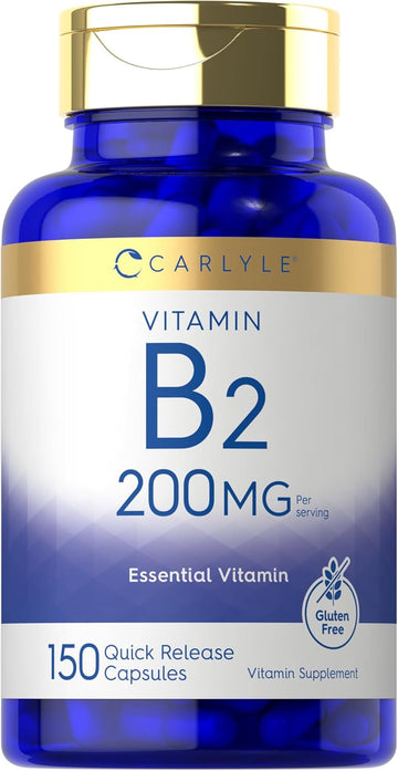 Carlyle Vitamin B-2 | Riboflavin | 200Mg | 150 Count | Vegetarian, Non-Gmo & Gluten Free Essential Supplement