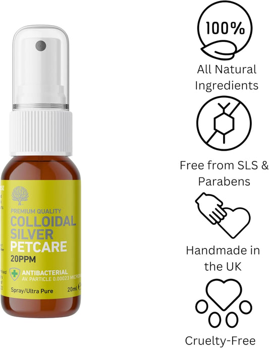 Nature'S Greatest Secret Antibacterial Premium Quality Smallest Particle Size Crystal Clear Colloidal Silver Petcare 20Ppm Pocket Spray 20Ml