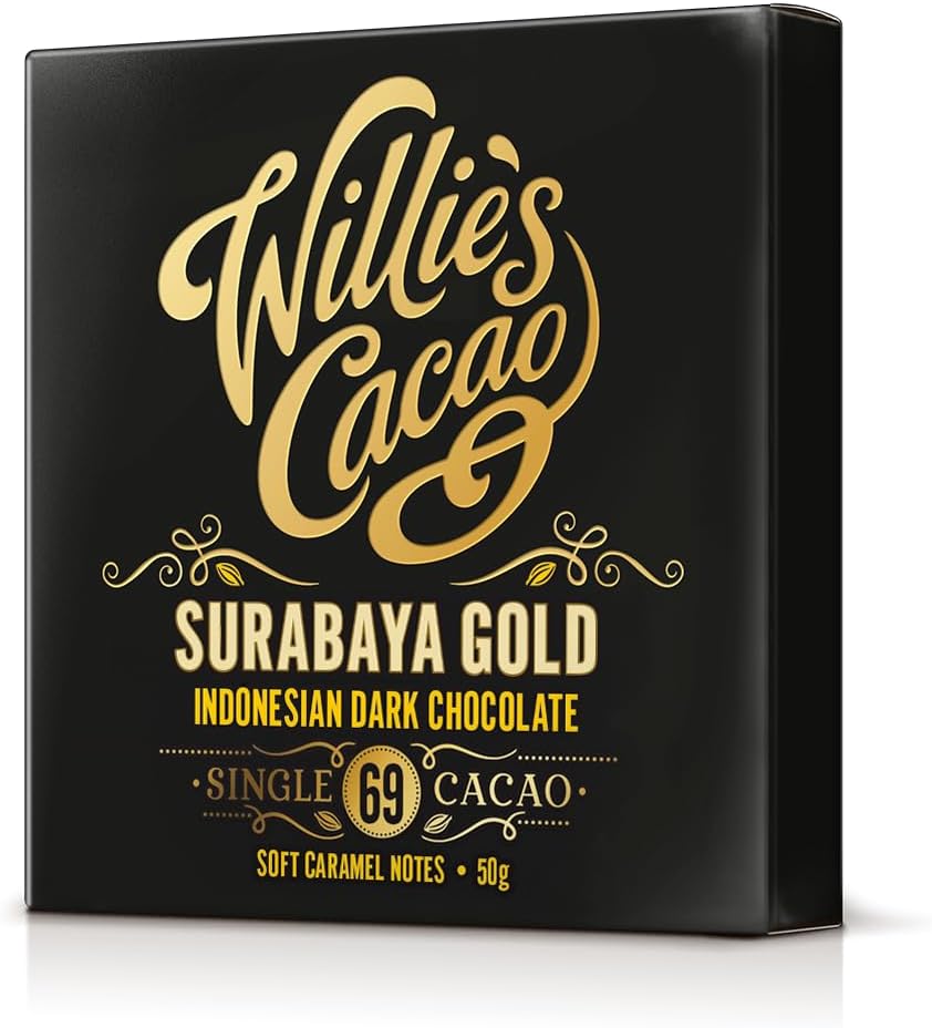 Willie'S Cacao - 69% Surabaya Dark Chocolate Bar - 50G X 12 - Caramel Notes - Single Estate Indonesian Cacao - Vegan Chocolate - Artisan Chocolate - Bean To Bar