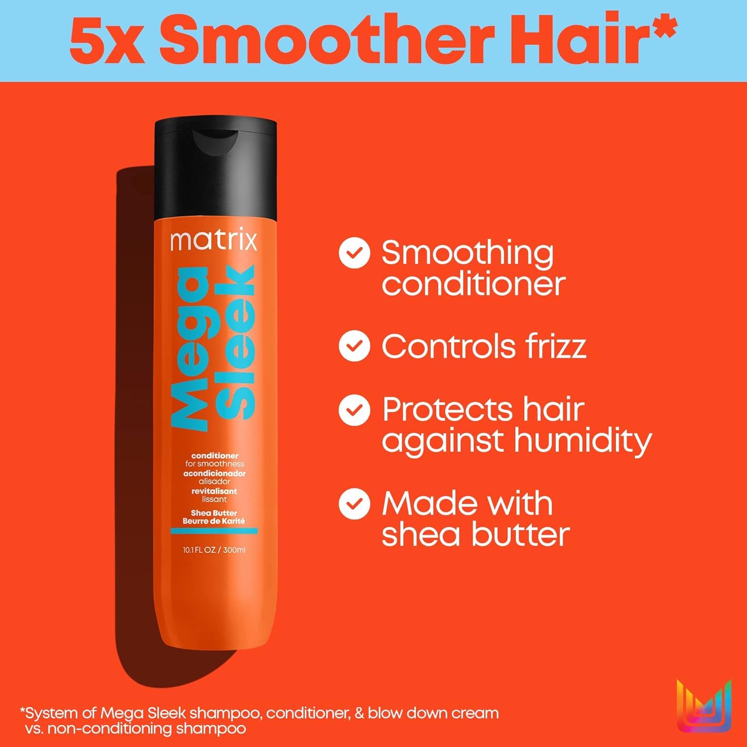 Matrix Mega Sleek Shampoo, Conditioner, & Miracle Creator Set | Controls Frizz Leaving Hair Smooth & Shiny | Nourishes with Shea Butter | For Dry, Damaged Hair | Salon Routine | Packaging May Vary : Beauty & Personal Care