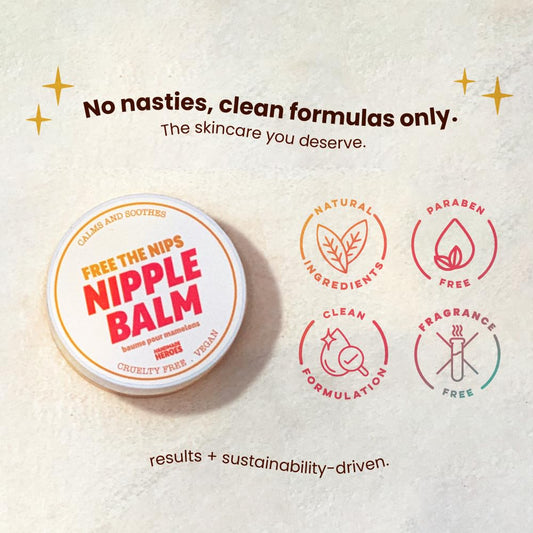 100% Natural Breast Feeding Nipple Cream with 2 pc Cotton Breast Pads - Vegan and Cruelty Free Travel Friendly Breast Pump Lubricant Cream by Handmade Heroes