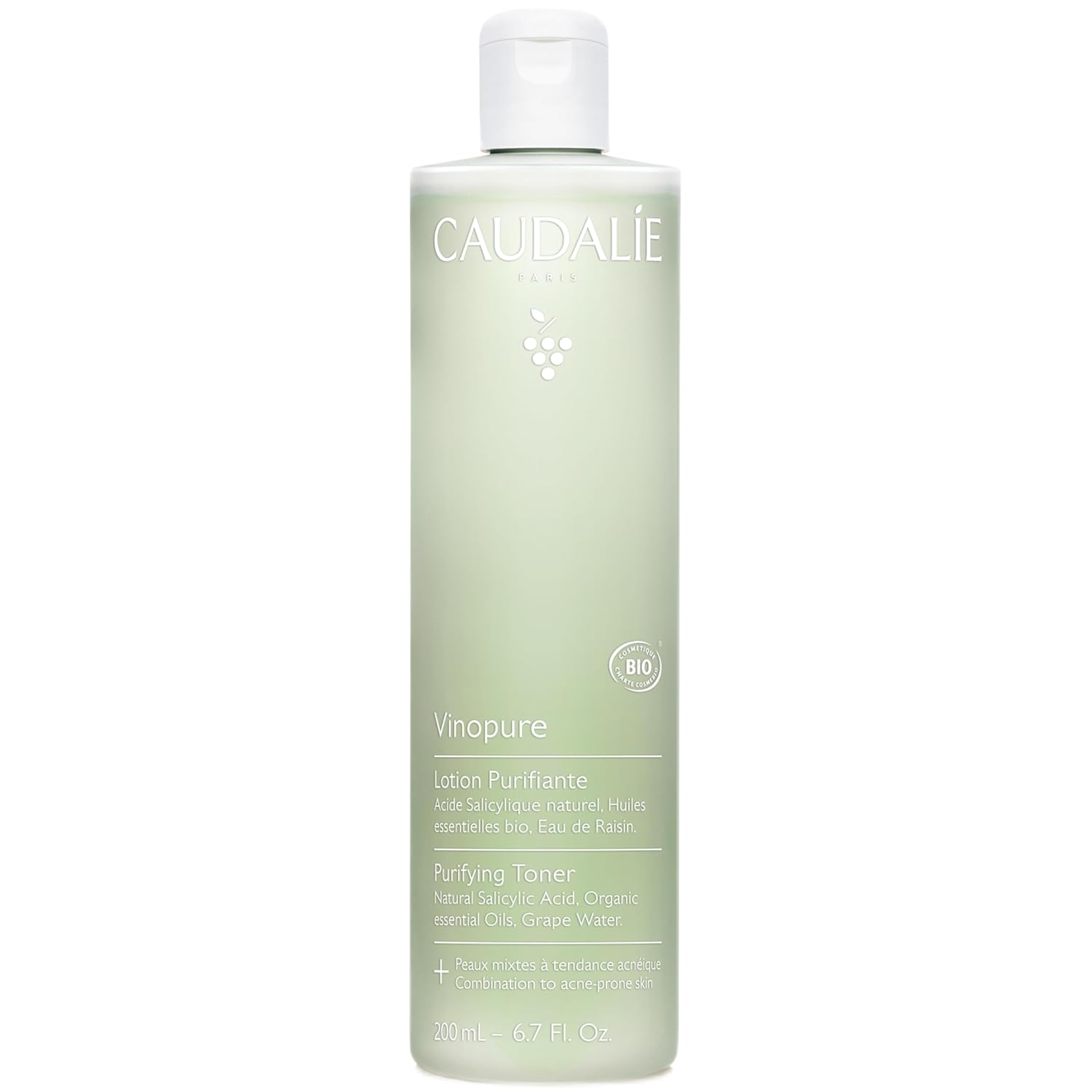 Caudalie Vinopure Natural Salicylic Acid Pore Minimizing Toner, 6.7 Ounce