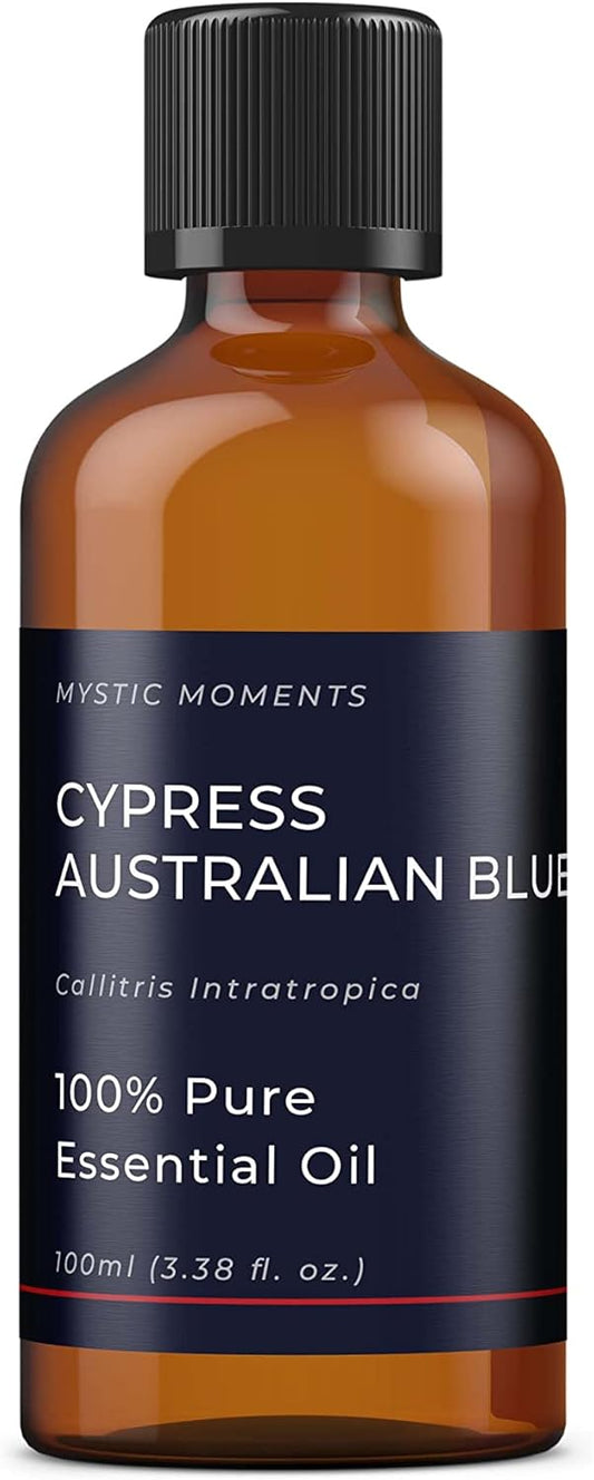 Mystic Moments | Cypress Australian Blue Essential Oil 100ml - Pure & Natural Oil for Diffusers, Aromatherapy & Massage Blends Vegan GMO Free