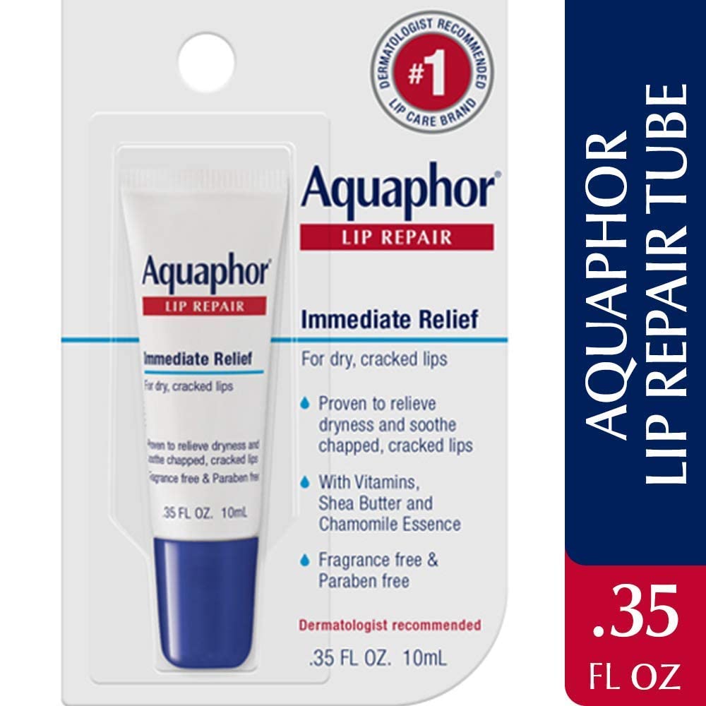 Aquaphor Lip Repair Ointment - Long-lasting Moisture to Soothe Dry Chapped Lips - .35 fl. oz. Tube : Beauty & Personal Care