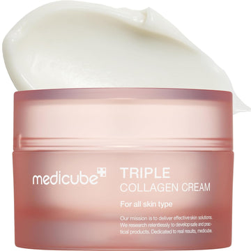 Medicube Triple Collagen Cream - Hydrating & Firming Moisturizer With Hyaluronic Acid, Premium Elastin, Shea Butter - Wrinkle Care & Boosts Elasticity - Korean Skincare, 1.69 Oz