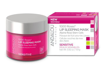 Andalou Naturals Lip Mask 1000 ROSES, Overnight Lip Sleeping Mask for Dry, Chapped Lips, Plumping, Hydrating & Soothing Lip Balm with Alpine Rose Stem Cells, Vegan & Cruelty-Free, 0.42 Oz