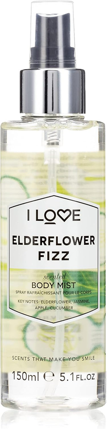 I Love Elderflower Fizz Scented Body Mist, Formulated With Natural Fruit Extracts Which Offer A Burst Of Fragrance, Fastdrying Refreshment Throughout The Day, Veganfriendly 150Ml