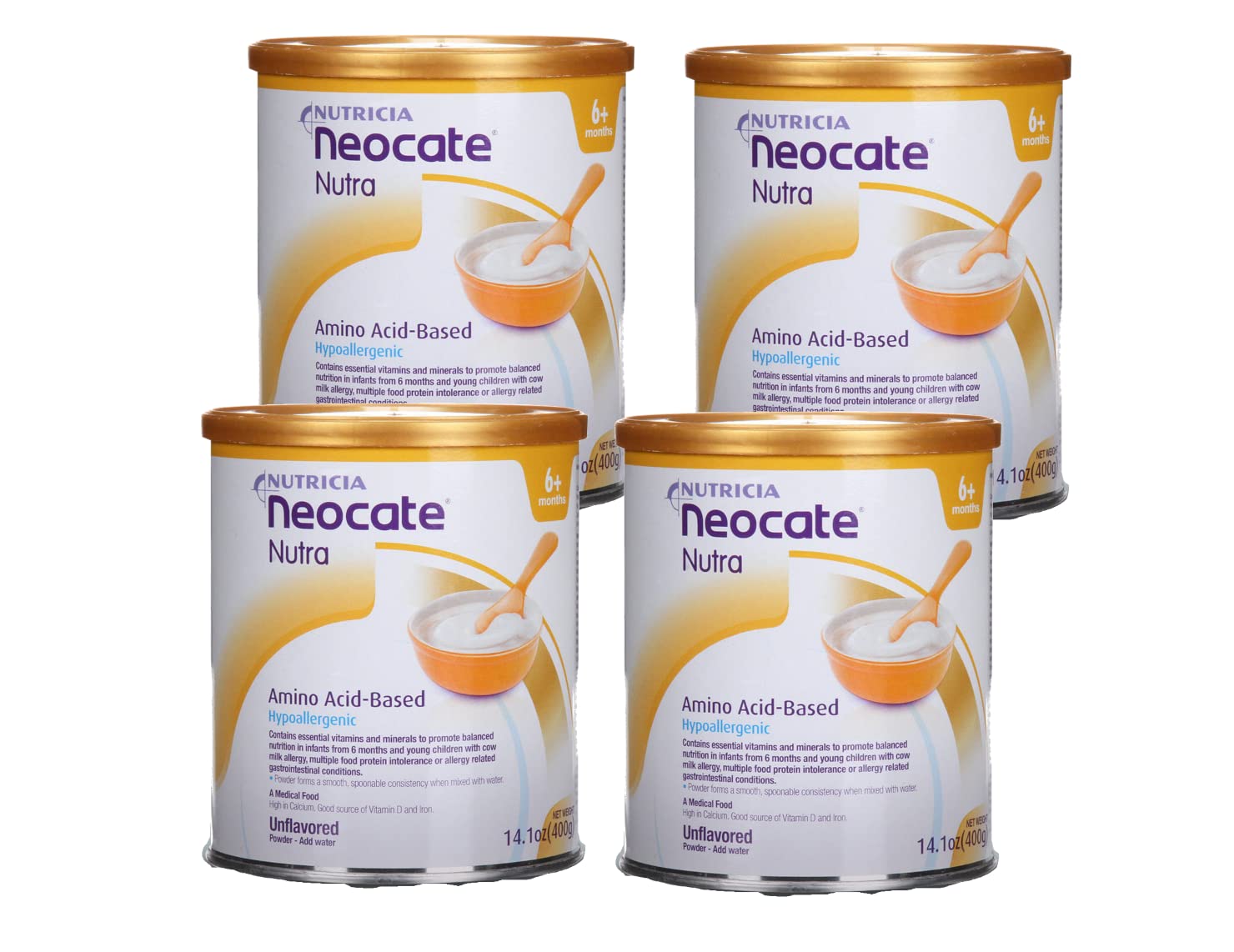 Neocate Nutra - Amino Acid-Based Hypoallergenic Solid Food - 14.1 Oz Can (Pack Of 4)