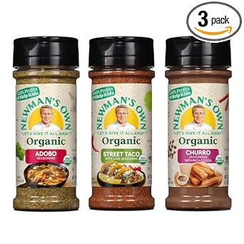 Newman’S Own Organic Seasonings Latin Flavors Bundle – (Set Of 3) Adobo, Street Taco, Churro