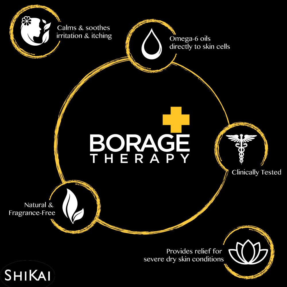 ShiKai Borage Therapy Hand Cream (2.5 oz) | Fragrance Free Moisturizer for Hands & Body | Fast Relief Lotion for Dry Skin | With Oatmeal & Shea : Borage Hand Cream : Beauty & Personal Care