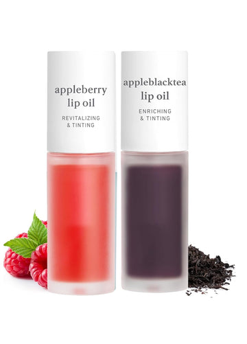 Nooni Korean Vegan Lip Oil - Appleberry, 0.12 Fl Oz + Korean Lip Oil - Appleblacktea, 0.12 Fl Oz Bundle