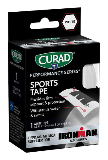 Curad Performance Series Ironman Sports Tape, White With Black, 1.5" X 10Yds