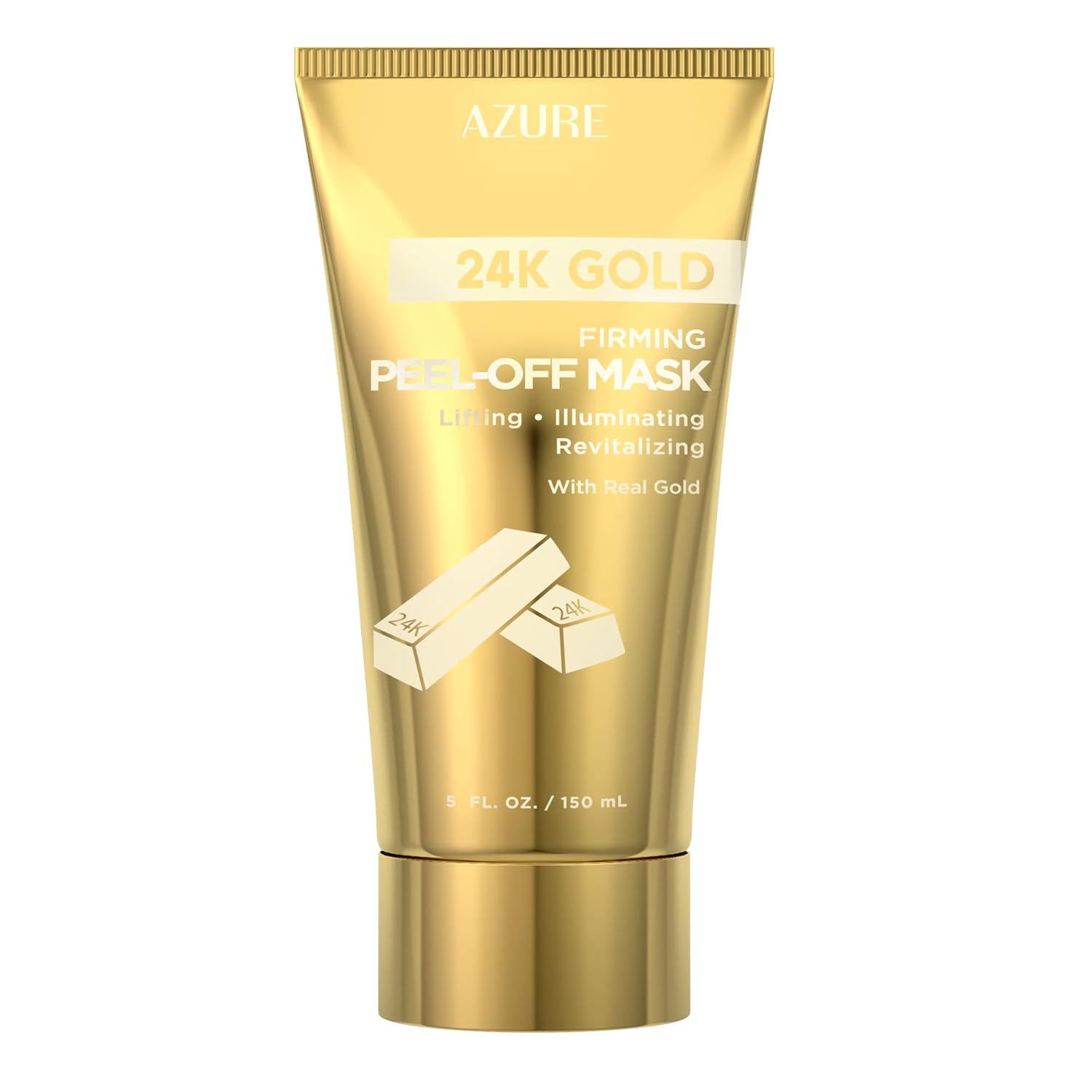 24K Gold Firming Peel Off Face Mask – Removes Blackheads, Dirt & Oils | Firms Lifts & Moisturizes | Reduces Wrinkles, Fine Lines & Acne Scar - 150Ml