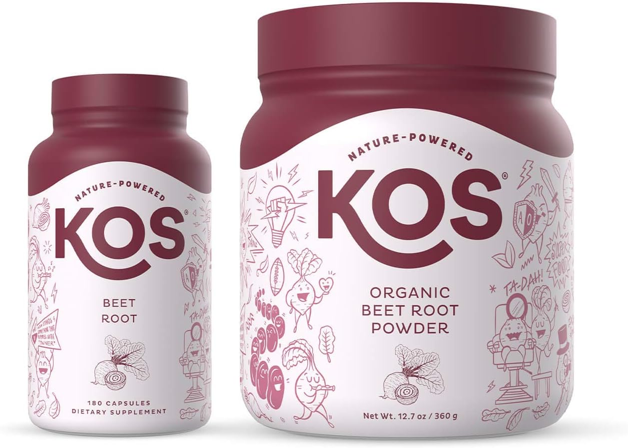 Kos Organic Beet Root Powder + Organic Beet Root Capsules Bundle