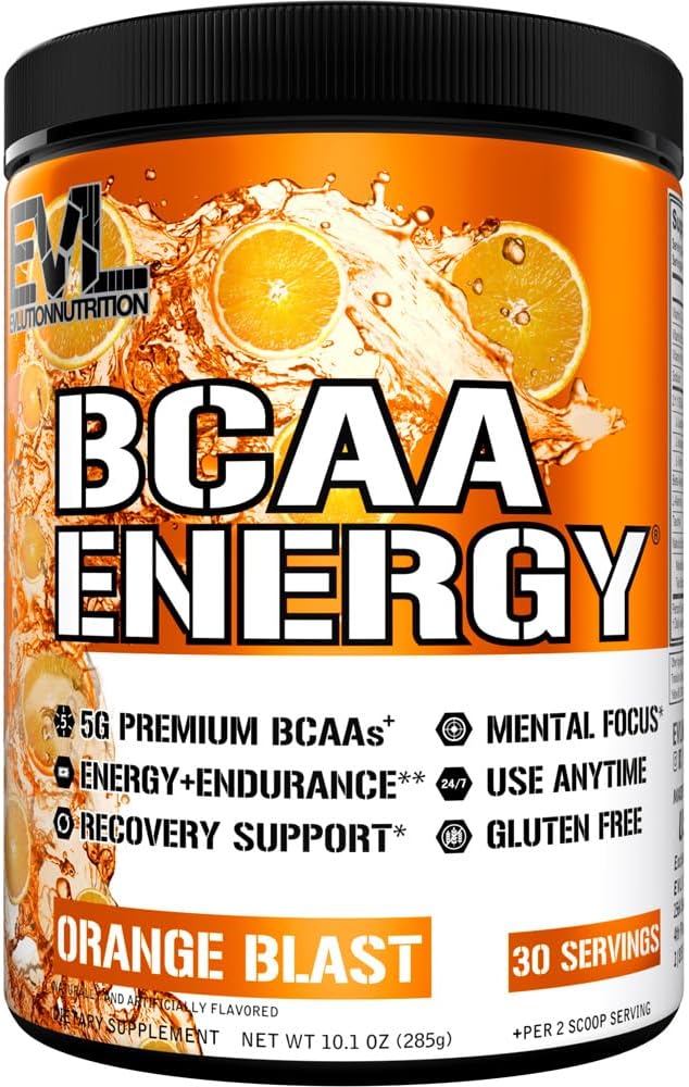 Evl Bcaas Amino Acids Powder - Bcaa Energy Pre Workout Powder For Muscle Recovery Lean Growth And Endurance - Rehydrating Post Workout Recovery Drink With Natural Caffeine - Blue Raz