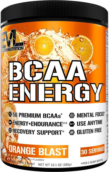 Evl Bcaas Amino Acids Powder - Bcaa Energy Pre Workout Powder For Muscle Recovery Lean Growth And Endurance - Rehydrating Post Workout Recovery Drink With Natural Caffeine - Blue Raz