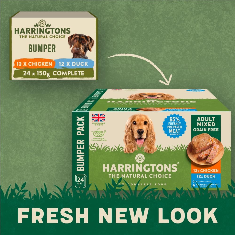 Harringtons Complete Wet Tray Grain Free Hypoallergenic Adult Dog Food Mixed Pack 24x150g - Chicken & Duck - Made with All Natural Ingredients :Pet Supplies