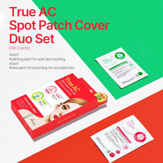 Ariul True Ac Spot Cover Patch Before+After Duo Set, Quick Relief On Ac Spot, Plasta Patch+Hydrocolloid Acne Pimple Patches For Covering Zits 10Mm*15Counts, 12Mm*15Counts / 106 Counts