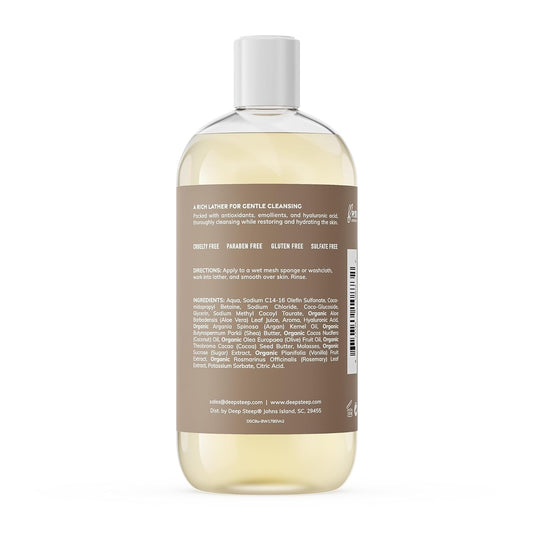 Deep Steep Body Wash, Lavender Chamomile, 17 Oz – Hydrating Shower Gel With Hyaluronic Acid, Shea Butter, Aloe Vera & Argan Oil – Vegan, Clean Beauty, Clean & Refreshed Skin