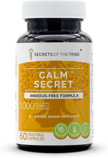 Secrets Of The Tribe - Calm Secret, Anxious-Free Formula, Herbal Supplement Blend (60 Capsules)