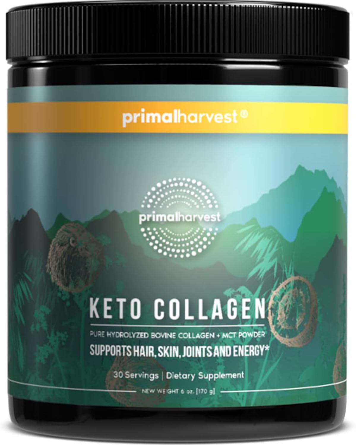 Primal Harvest Keto Collagen Peptides Powder & Mct Oil Powder, Keto Coffee Creamer Powder 30 Servings Of Grass Fed Protein Powder