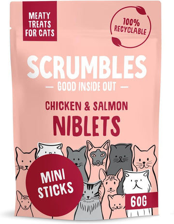 Scrumbles Meaty Treats for Cats, Air Dried Salmon Niblets Treats 50g